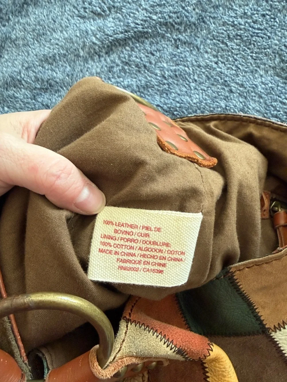 Lucky Brand Y2K vintage leather and suede multicolor patchwork hobo shoulder bag - Picture 11 of 11